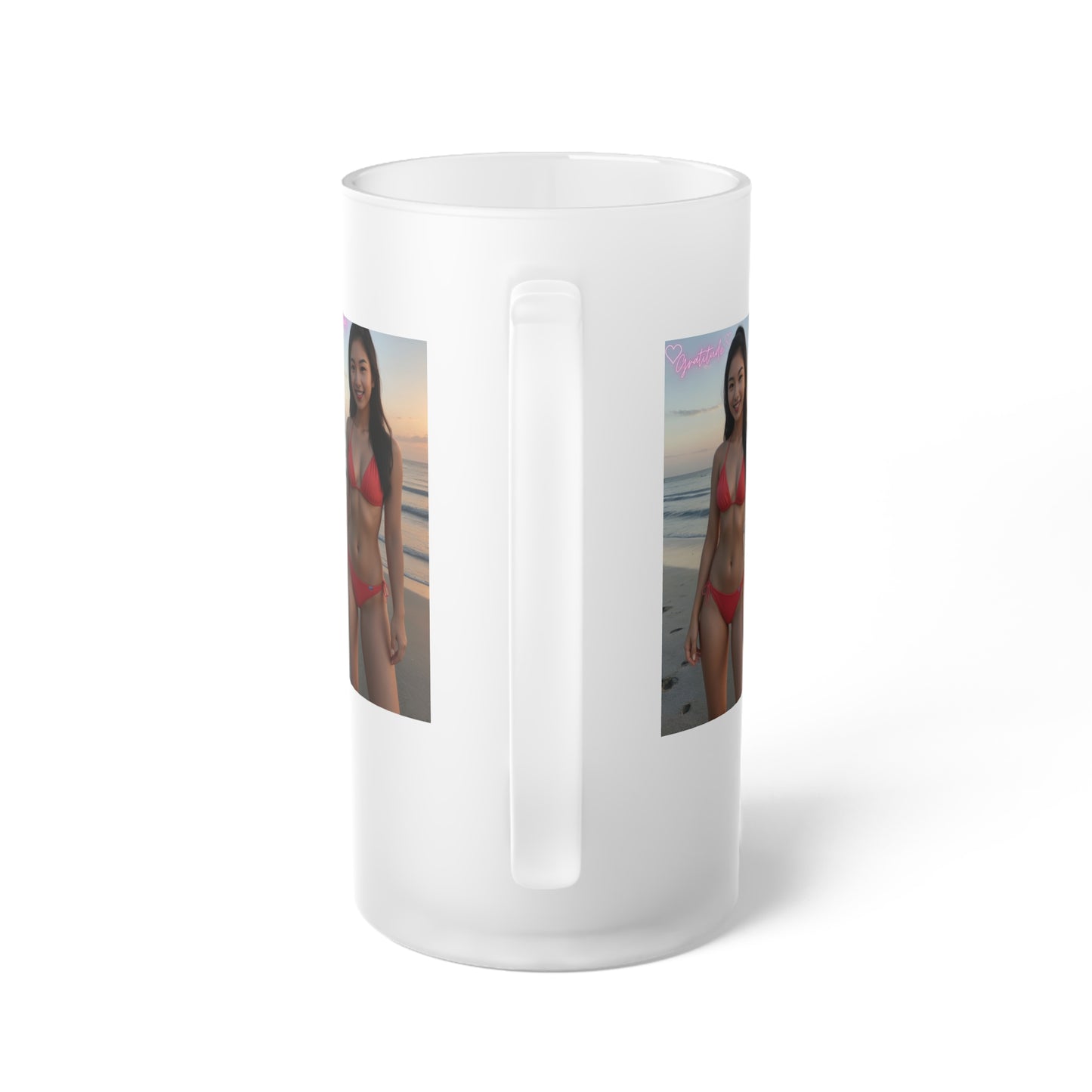 Frosted Glass Beer Mug with Custom Design, Unique Beer Stein, Personalized Gift, Party Mug, Wedding Favor, Summer BBQ Accessory