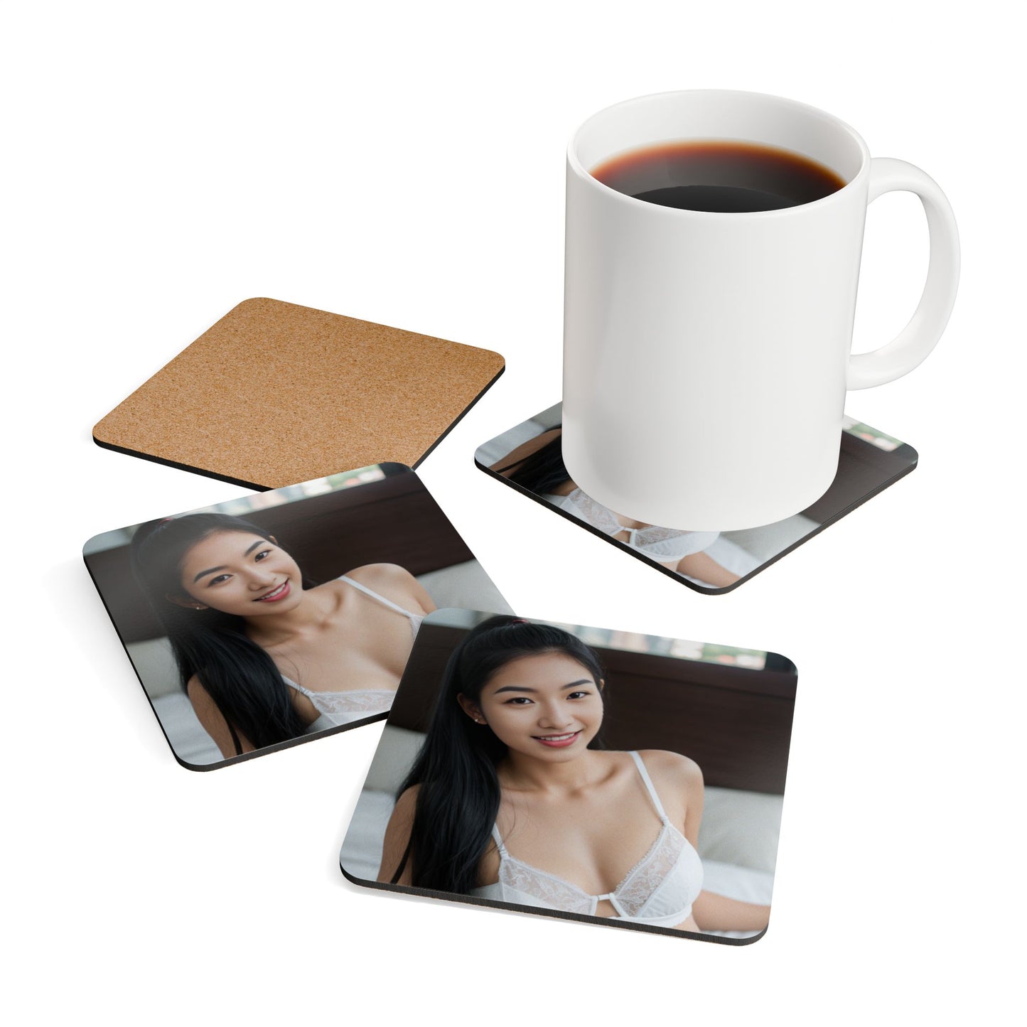 Corkwood Coaster Set - Natural Cork Drink Coasters, Rustic Home Decor, Eco-Friendly Housewarming Gift, Kitchen Accessories, Table Protectors