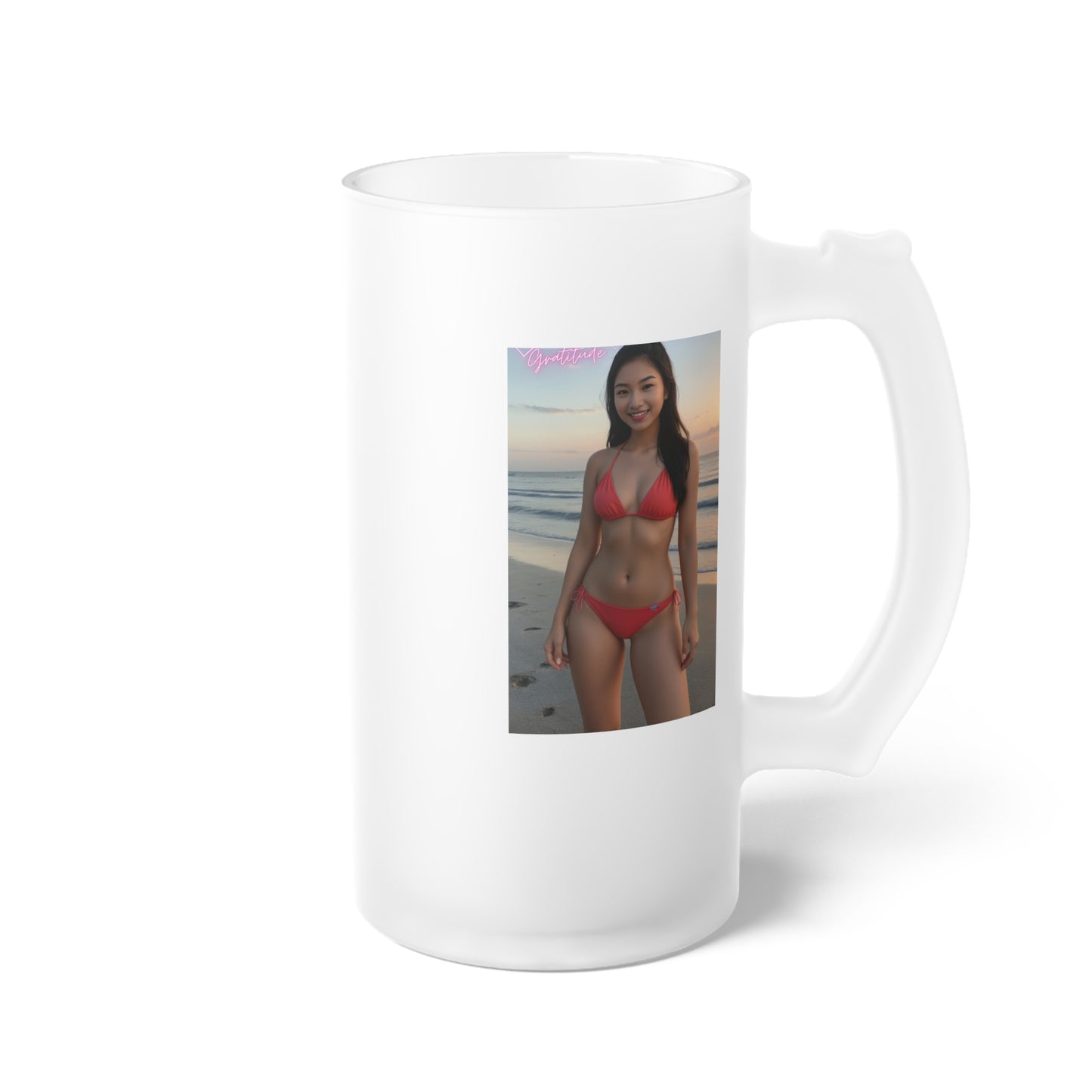 Frosted Glass Beer Mug with Custom Design, Unique Beer Stein, Personalized Gift, Party Mug, Wedding Favor, Summer BBQ Accessory