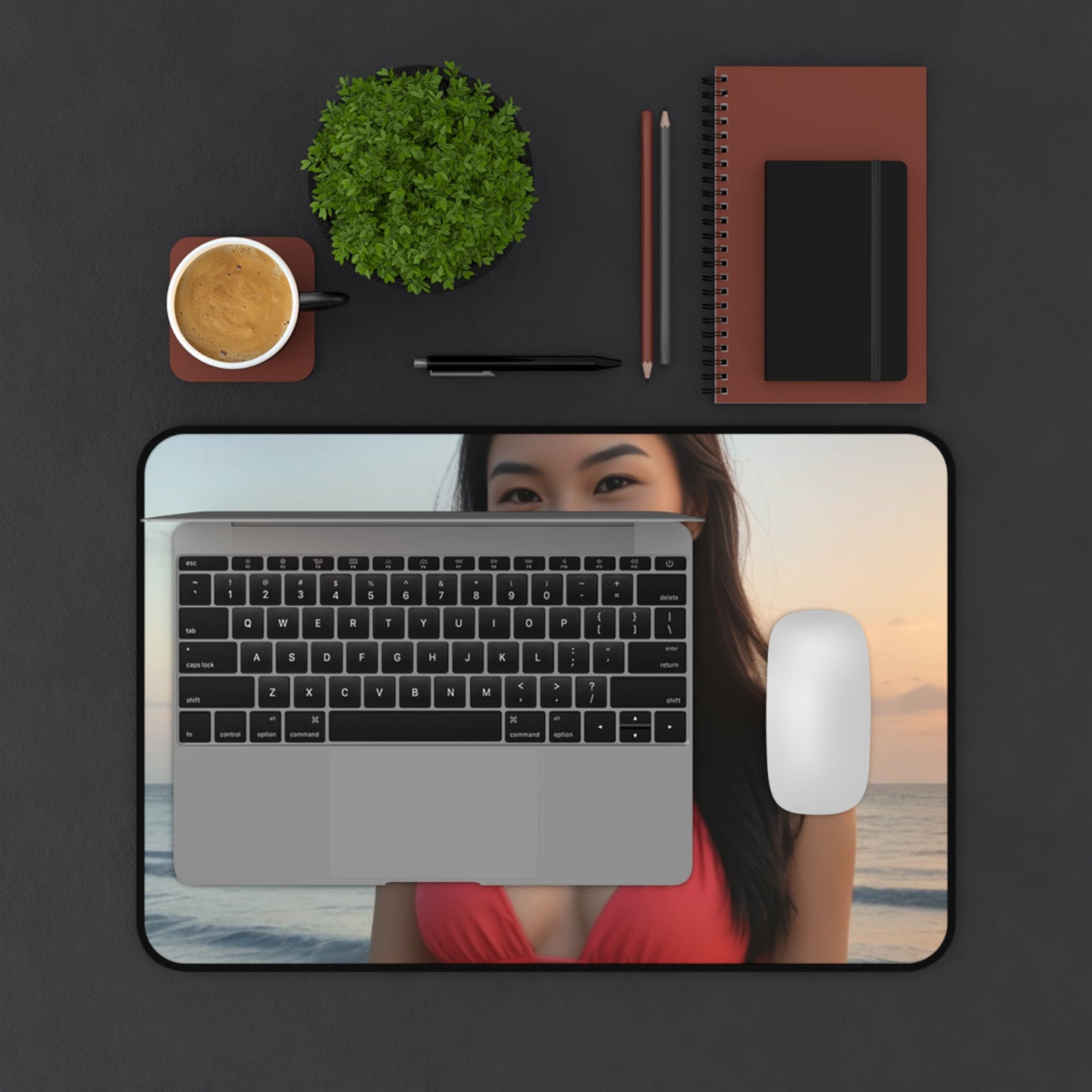 Personalized Desk Mat with Sunset Design, Desktop Accessory, Home Office Decor, Gift for Students, Beach Lover Gift