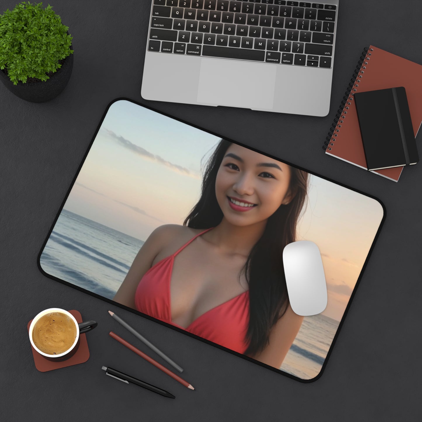 Personalized Desk Mat with Sunset Design, Desktop Accessory, Home Office Decor, Gift for Students, Beach Lover Gift