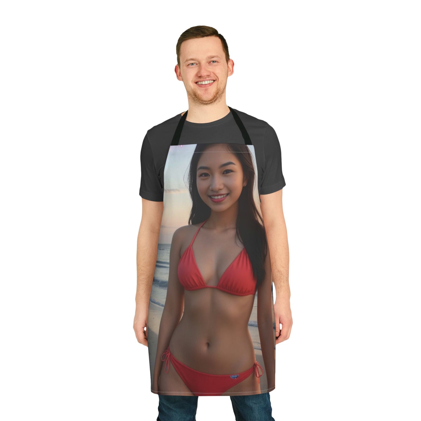 Stylish Beach-Themed Apron with 5-Color Straps, Fun Cooking Gift, Summer BBQ Accessory, Unique Kitchen Wear, Perfect for Grilling Parties