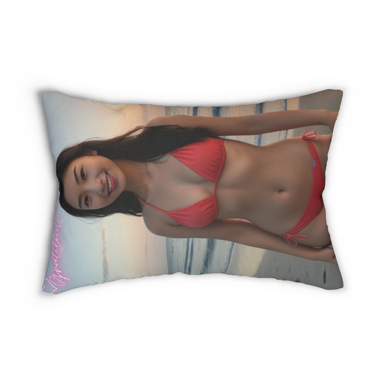 Beach Vibes Lumbar Pillow, Coastal Decor, Summer Home Accessory, Gift for Beach Lovers, Vacation Memories Cushion