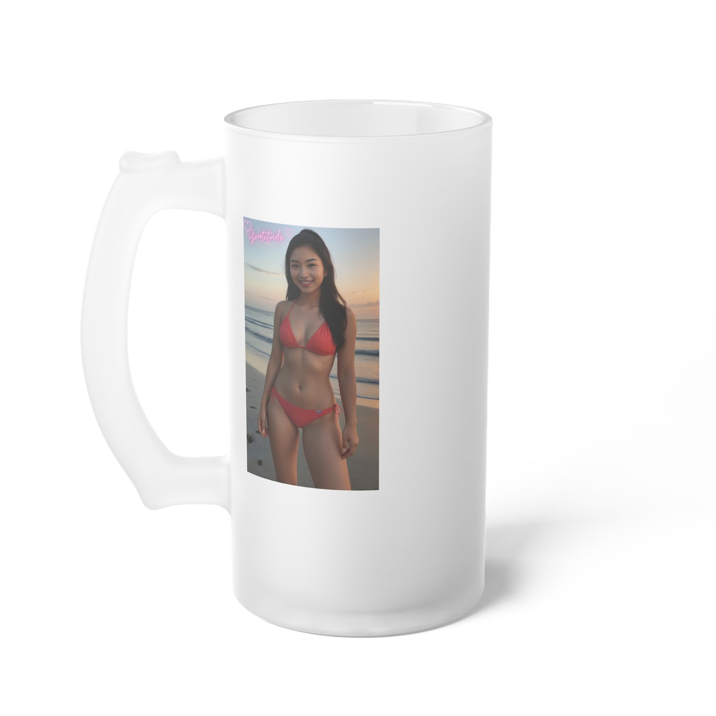 Frosted Glass Beer Mug with Custom Design, Unique Beer Stein, Personalized Gift, Party Mug, Wedding Favor, Summer BBQ Accessory