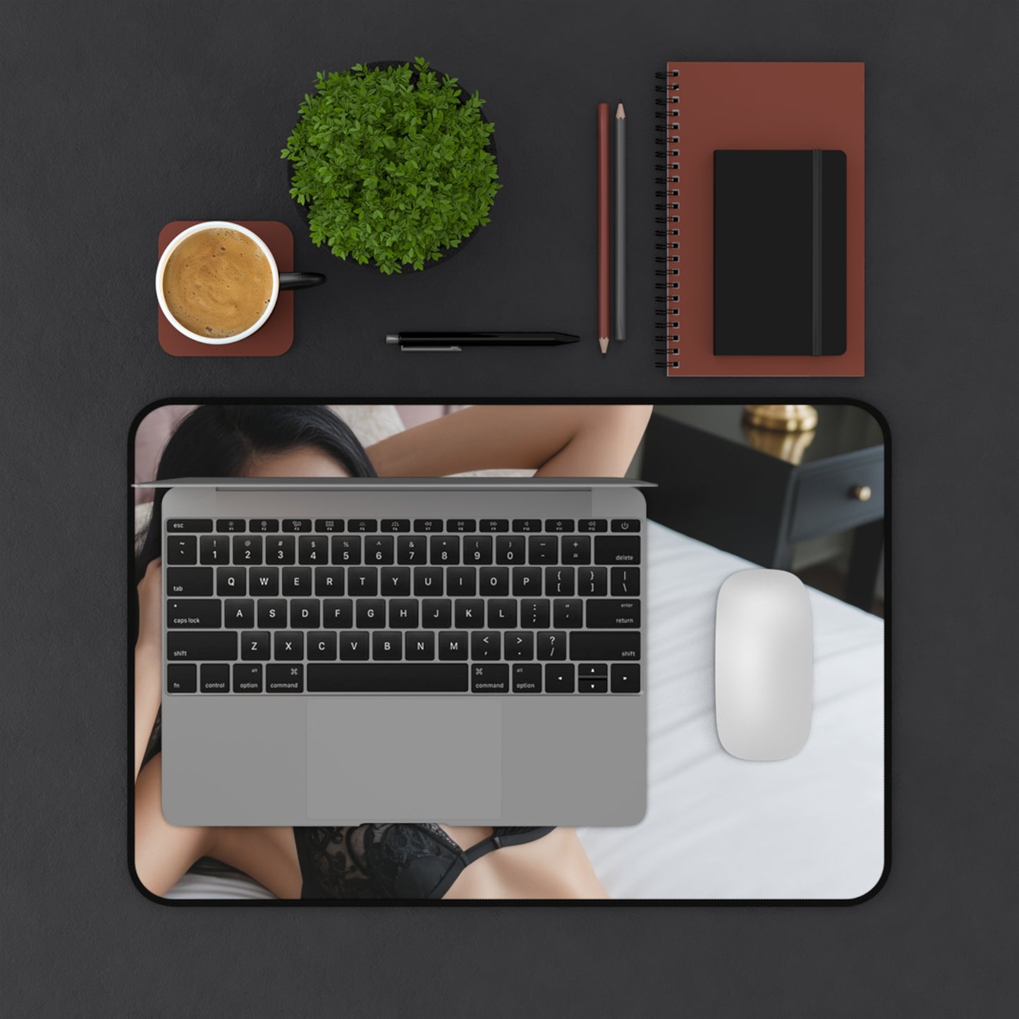 Elegant Black Desk Mat for Home Office, Stylish Mouse Pad, Computer Desk Accessories, Office Decor, Gift for Professionals